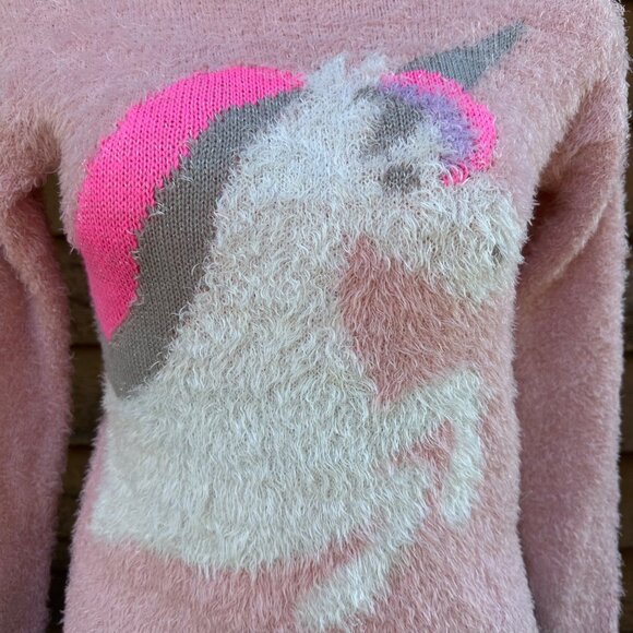 Epic Threads Pink Fuzzy Knit Sweater With Unicorn Design - Picture 5 of 10